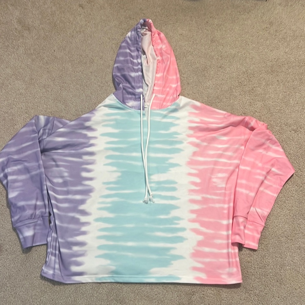 Pink / aqua / purple tie dye hoodie